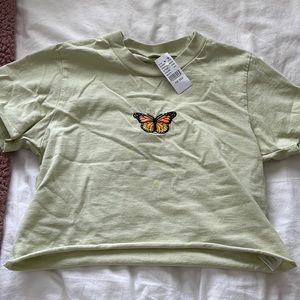 Brandy Melville - pastel green butterfly cropped T-Shirt - one size/small